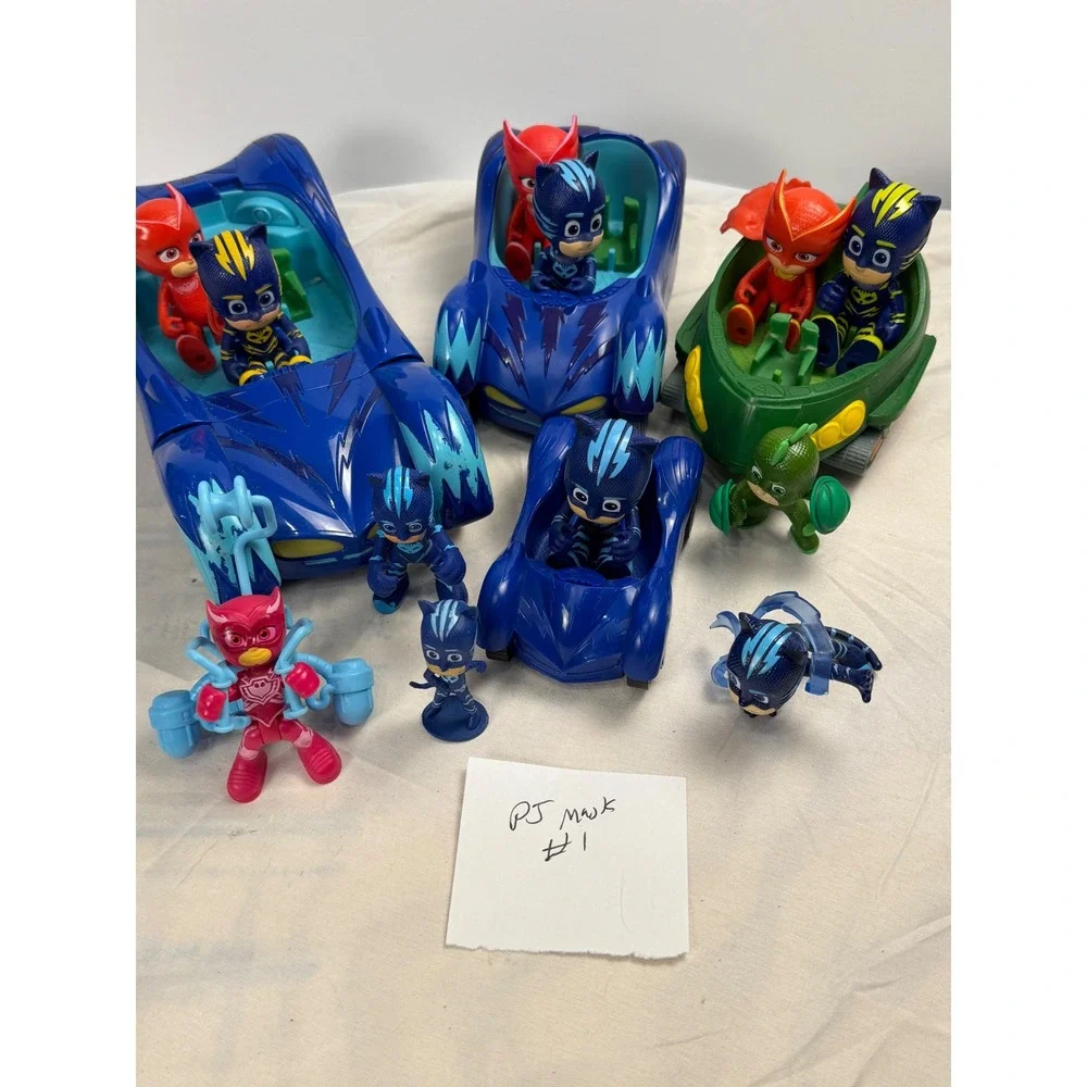 PJ Masks Toy Lot #1 Catboy Owlette Gekko Vehicles and Action Figures Set